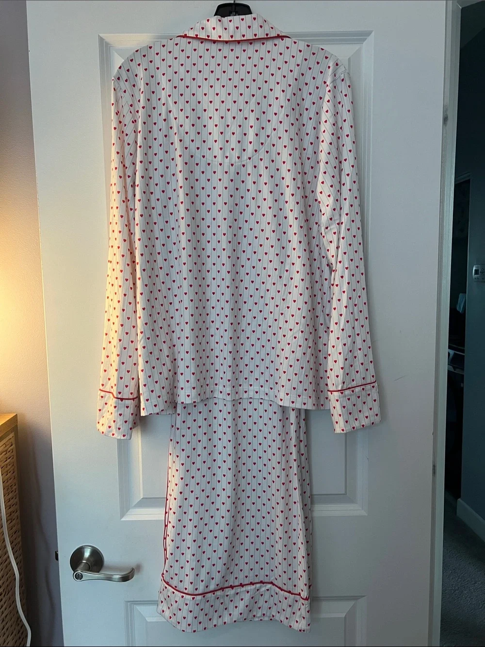 Splendid White Pajama Set with Red Heart Print